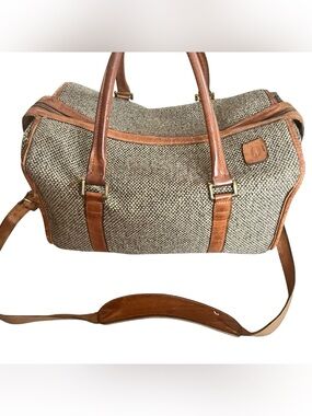 Vintage Hartman Tweed & Leather Doctors Bag Travel Luggage Bag